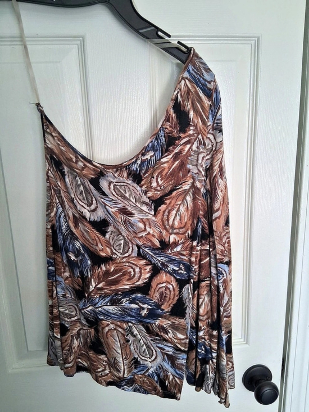 rue21 Abstract Long Sleeve Top in Brown & Blue Size Small